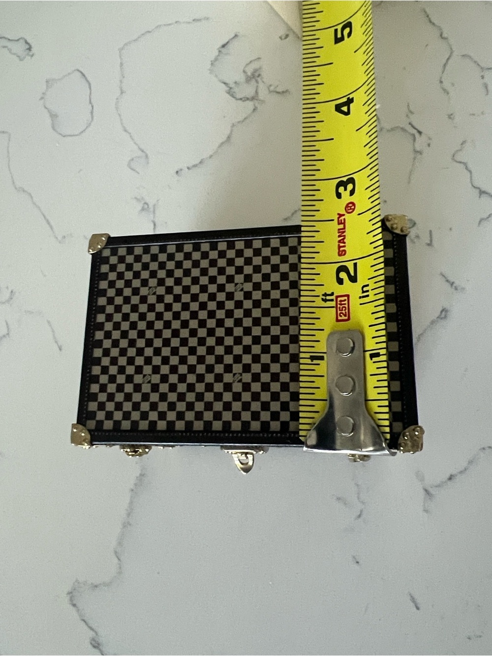 Mini Checkerboard Jewelry/Accessory Case - Black & Tan